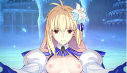 Rule 34 | 1girl, archetype earth, arcueid brunestud, breasts, breasts out, fate/grand order, fate (series), highres, long hair, medium breasts, nipples, tsukihime