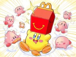 Rule 34 | blush stickers, closed eyes, colored skin, cone mouth, drooling, happy meal, kirby, kirby (series), mcdonald&#039;s, motion lines, mouthful mode, nintendo, open mouth, pink skin, solid oval eyes, sparkle, suruga kanade, waddle dee, yellow skin