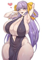 Rule 34 | 1girl, abarano, breasts, copyright request, gigantic breasts, highres, long hair, purple hair, smile, sweat