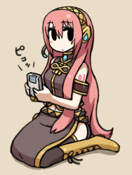 Rule 34 | 1girl, boots, chan co, full body, game boy, game boy (original), handheld game console, kneeling, long hair, megurine luka, pink hair, playing games, sitting, solo, thighhighs, video game, vocaloid, wariza