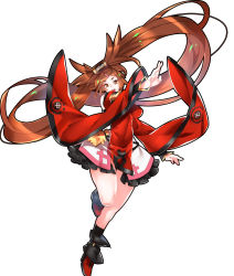 Rule 34 | 1girl, ankle boots, boots, breasts, brown eyes, china dress, chinese clothes, detached sleeves, dress, full body, guilty gear, guilty gear xrd, hair tubes, highres, impossible clothes, impossible dress, kuradoberi jam, long hair, makai, skirt, socks, solo, very long hair, wide sleeves
