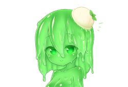 Rule 34 | bare shoulders, breasts, cleavage, colored skin, curss, food, green eyes, green hair, green skin, ice cream, mint, smile
