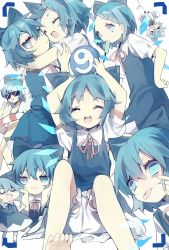 Rule 34 | &gt;:3, &gt; &lt;, 6+girls, :3, ^ ^, akanbe, alternate hairstyle, barefoot, bikini, bloomers, blue bikini, blue dress, blue eyes, blue hair, circled 9, cirno, closed eyes, commentary request, crossed bandaids, dress, eyelid pull, facing viewer, food, food in mouth, glasses, hair between eyes, hair ornament, hairclip, hand on own hip, hands on own cheeks, hands on own face, highres, hug, ice, ice wings, innertube, looking at viewer, multiple girls, neck ribbon, object on head, open mouth, orb, pointing, pointing at self, popsicle, puffy short sleeves, puffy sleeves, red ribbon, ribbon, round teeth, short eyebrows, short hair, short sleeves, smile, sunglasses, swim ring, swimsuit, teeth, tongue, tongue out, touhou, underwear, v-shaped eyebrows, violet (qs312556616), wings