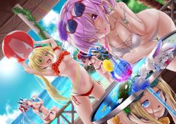 Rule 34 | 10s, 5girls, :d, ;), abigail williams (fate), alternate costume, arm support, arm up, arms up, ball, bare arms, bare legs, bare shoulders, barefoot, beach, beachball, bendy straw, bikini, black bikini, blonde hair, blue eyes, blue sky, blush, bow, bracelet, breasts, butt crack, cleavage, closed eyes, closed mouth, cloud, collarbone, commentary request, crazy straw, creature, crossed legs, cup, day, drink, drinking glass, drinking straw, dutch angle, eyewear on head, fate/extra, fate/grand order, fate (series), flower, food, fou (fate), glass table, green eyes, hair between eyes, hair flower, hair intakes, hair ornament, hair over one eye, halterneck, hand in own hair, heart straw, highres, holding, holding ball, holding food, horizon, horns, jewelry, katsushika hokusai (fate), large breasts, layered bikini, leaning forward, long hair, mash kyrielight, medium breasts, multicolored bikini, multicolored clothes, multiple girls, navel, nero claudius (fate), nero claudius (fate) (all), nero claudius (fate/extra), ocean, one eye closed, oni, oni horns, open mouth, orange bow, orange flower, outdoors, palm tree, parted bangs, popsicle, purple eyes, purple flower, purple hair, railing, red-framed eyewear, red bikini, red eyes, red flower, sand, sarujie (broken monky), seashell, shell, short hair, side-tie bikini bottom, side ponytail, sidelocks, silver hair, sitting, sky, small breasts, smile, starfish, striped bikini, striped clothes, sunglasses, sunlight, sweat, swimsuit, table, thigh gap, tomoe gozen (fate), tongue, tongue out, transparent, tree, under table, underboob, very long hair, water, white bikini