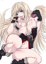 Rule 34 | 00s, 1girl, bad id, bad pixiv id, blonde hair, blue eyes, boots, bottomless, breasts, cleavage, corset, gloves, long hair, macross, macross frontier, madhatter hello, sheryl nome, solo
