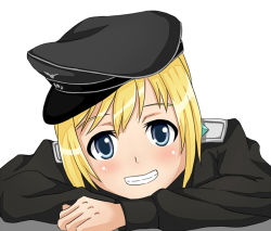 Rule 34 | 1girl, erica hartmann, military, military uniform, poco (arc the lad), poco (camper), smile, solo, strike witches, uniform, world witches series