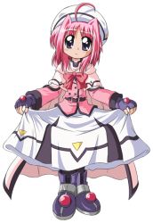 Rule 34 | 00s, 1girl, boots, bow, caro ru lushe, clothes lift, d.a, hat, kerykeion (nanoha), lyrical nanoha, mahou shoujo lyrical nanoha, mahou shoujo lyrical nanoha strikers, pink bow, pink hair, skirt, skirt lift, solo, transparent background