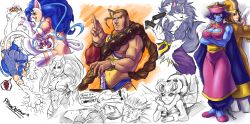 Rule 34 | 4boys, 4girls, abs, absurdres, animal ears, ass, aulbath, blue skin, breasts, capcom, cat ears, cat tail, cleavage cutout, clothing cutout, colored skin, crossover, demitri maximoff, donovan baine, felicia (vampire), gallon (vampire), highres, large breasts, lei lei, lin-lin, marvel, monster, monster girl, multiple boys, multiple girls, muscular, muscular female, pltnm ghost, q-bee, spider-man, tail, toned, vampire (game), werewolf