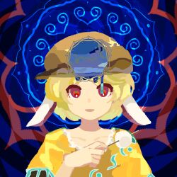 Rule 34 | 1girl, animal ears, brown hat, cabbie hat, commentary request, dango, food, hand up, hat, highres, holding, holding food, kaigen 1025, long hair, lop rabbit ears, open mouth, portrait, rabbit ears, rabbit girl, red eyes, ringo (touhou), shirt, short sleeves, smile, solo, straight-on, touhou, wagashi, white shirt