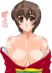 Rule 34 | 1girl, breasts, japanese clothes, kimono, large breasts, new year, nipple slip, nipples, shinama, solo