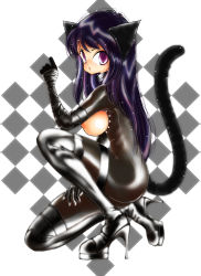 Rule 34 | 1girl, animal ears, boots, breasts, cat ears, cat tail, elbow gloves, gloves, high heel boots, high heels, highres, knee boots, large breasts, latex, miyanomiya, nipples, original, tail, thigh boots, thighhighs