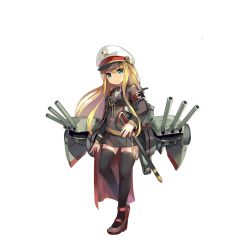 Rule 34 | aiguillette, armband, belt, black thighhighs, blonde hair, blue eyes, cannon, cape, closed mouth, deutschland (warship girls r), dress, dress shirt, full body, hat, high heels, jacket, lino-lin, long hair, long sleeves, looking at viewer, machinery, military, military jacket, military uniform, no pants, official art, peaked cap, red cape, scabbard, sheath, shirt, smile, solo, standing, sword, thighhighs, transparent background, turret, uniform, warship girls r, weapon, white shirt, zettai ryouiki