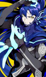 Rule 34 | blue hair, highres, long hair, nahobino, protagonist (smtv), shin megami tensei, shin megami tensei v, very long hair, yellow eyes