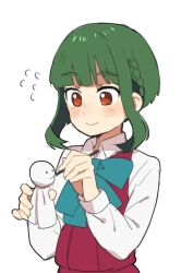 Rule 34 | 10s, 1girl, bad id, bad twitter id, braid, commentary request, flying sweatdrops, green hair, ishihara saika, kantai collection, long sleeves, short hair, simple background, smile, solo, takanami (kancolle), teruterubouzu, white background