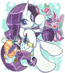 Rule 34 | aqua background, blush stickers, character name, gashi-gashi, heart, horns, lipstick, makeup, my little pony, my little pony: friendship is magic, no humans, rarity (my little pony), single horn, solo, spike (my little pony), thread, twilight sparkle, wings
