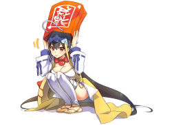 Rule 34 | 1girl, bikini, black hair, blush, breasts, cleavage, coat, fate/grand order, fate (series), headgear, jewelry, long hair, necklace, pink eyes, sandals, smile, solo, swimsuit, thighhighs, xuangzang sanzang (fate)