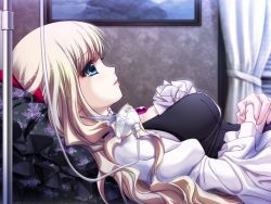 Rule 34 | 1girl, blonde hair, blue eyes, breasts, game cg, hell guide, indoors, long hair, m no violet, solo