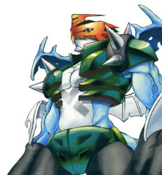 Rule 34 | armor, digimon, digimon (creature), fusion, horns, muscular, muscular male, paildramon, solo, spikes, veins, wings