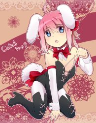 Rule 34 | ahoge, animal ears, blue eyes, boots, bulge, rabbit ears, rabbit tail, collar, cuff links, highres, pink hair, ribbon, tail, trap