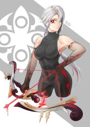 Rule 34 | 1girl, absurdres, arlecchino (genshin impact), arrow (projectile), bow (weapon), cowboy shot, fatui logo, genshin impact, glowing, glowing arrow, grey hair, highres, holding, holding arrow, holding bow (weapon), holding weapon, muscular, muscular female, simple background, starflight, symbol-shaped pupils, tagme, weapon, x-shaped pupils