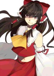 Rule 34 | 1girl, ascot, bad id, bad pixiv id, bare shoulders, bow, detached sleeves, female focus, hair bow, hair tubes, hakurei reimu, highres, japanese clothes, long hair, miko, red eyes, smile, sofy, solo, touhou, transparent background, upper body
