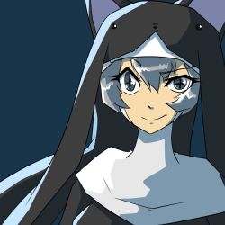 Rule 34 | 1girl, cat, digimon, hat, looking at viewer, nun, silver hair, sistermon noir, smile, solo