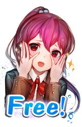 Rule 34 | 10s, 1girl, bad id, bad pixiv id, blush, copyright name, free!, long hair, looking at viewer, matsuoka gou, open mouth, papupu, ponytail, red eyes, red hair, smile, solo, water drop
