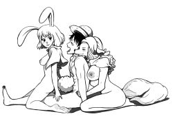 Rule 34 | 1boy, 2girls, breasts, carrot (one piece), ffm threesome, furry, group sex, interspecies, large breasts, monkey d. luffy, monochrome, multiple girls, nipples, nude, one piece, sex, threesome, uncensored, vaginal, wanda (one piece)