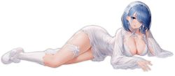 Rule 34 | animal slippers, azur lane, breasts, bunny slippers, chapayev (azur lane), chapayev (white cavalier&#039;s respite) (azur lane), choker, dress, gujianshaonu, hairband, lace, lace-trimmed dress, lace hairband, lace trim, mole, mole on breast, nightgown, official alternate costume, see-through, see-through dress, slippers, solo, transparent background, white choker, white hairband, white legwear, white nightgown