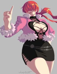 Rule 34 | 1girl, bodycon, breasts, cleavage, dress, hair over eyes, highres, jacket, large breasts, long hair, shermie (kof), snk, solo, the king of fighters, the king of fighters xv