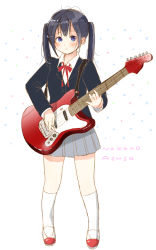 Rule 34 | blazer, guitar, instrument, jacket, k-on!, nakano azusa, school uniform, shoes, solo, twintails, uwabaki, yoshioka mitsuko