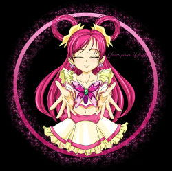Rule 34 | 00s, 1girl, brooch, bug, butterfly, collarbone, cure dream, dress, earrings, closed eyes, frills, hair ribbon, hair rings, bug, jewelry, long hair, magical girl, maryu, midriff, navel, pink hair, pink theme, pleated skirt, precure, ribbon, skirt, solo, sparkle, yes! precure 5, yumehara nozomi