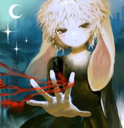 Rule 34 | animal ears, black dress, black nightgown, dress, grintasia, lace, nightgown, non-web source, original, outstretched hand, painterly, rabbit ears, rabbit girl, simple background