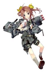 Rule 34 | &gt;:(, 10s, 1girl, ahoge, bike shorts, bike shorts under skirt, brown hair, damaged, frown, full body, gloves, green eyes, green ribbon, grey skirt, hair ribbon, kagerou (kancolle), kantai collection, konishi (koconatu), loafers, long hair, machinery, official art, pleated skirt, ribbon, shirt, shoes, short sleeves, shorts, shorts under skirt, skirt, solo, thigh strap, torn bike shorts, torn clothes, torn shirt, torn skirt, transparent background, turret, twintails, v-shaped eyebrows, vest, white gloves, yellow ribbon