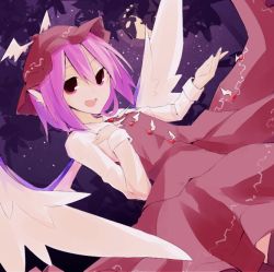 Rule 34 | 1girl, animal ears, bad id, bad pixiv id, female focus, hand on own chest, hat, kazeharu, music, mystia lorelei, open mouth, pink hair, red eyes, short hair, singing, smile, solo, touhou, wings