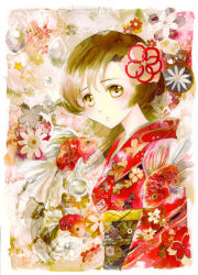 Rule 34 | 1girl, :o, bad id, bad pixiv id, female focus, fish, japanese clothes, keiko (mitakarawa), kimono, original, solo