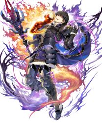 Rule 34 | 1boy, 1girl, armor, asatani tomoyo, berkut (fire emblem), cape, fire emblem, fire emblem echoes: shadows of valentia, fire emblem heroes, full body, fur trim, gloves, highres, holding, holding weapon, male focus, nintendo, official art, red eyes, rinea (fire emblem), short hair, spoilers, transparent background, weapon