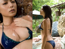 Rule 34 | asian, bikini, kawamura yukie, photo (medium), swimsuit, water, waterfall, wet