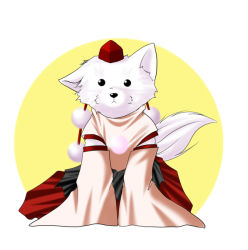 Rule 34 | 1girl, chitose (pixiv), detached sleeves, dog, female focus, hat, inubashiri momiji, inubashiri momiji (wolf), kagura chitose, solo, tokin hat, touhou, wolf ears