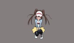 Rule 34 | 1girl, absurdres, between legs, black pantyhose, blue shirt, blush, breasts, brown background, brown hair, closed eyes, collarbone, creatures (company), double bun, embarrassed, female focus, full body, game freak, hair bun, hand between legs, hat, have to pee, highres, long hair, mal (malmlamal), motion lines, nintendo, nose blush, open mouth, own hands together, pantyhose, pink hat, pink socks, poke ball symbol, poke ball theme, pokemon, pokemon bw2, rosa (pokemon), shirt, shoes, short shorts, shorts, simple background, small breasts, socks, solo, squatting, tears, tiptoes, trembling, twintails, v arms, visor cap, white footwear, yellow shorts
