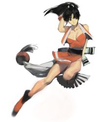 Rule 34 | black eyes, black hair, breasts, cleavage, fatal fury, folding fan, gloves, hand fan, japanese clothes, large breasts, lechuza, ninja, pelvic curtain, ponytail, revealing clothes, rope, shiranui mai, snk, solo, the king of fighters