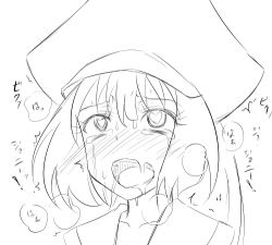 Rule 34 | 1girl, ahegao, blush, crying, crying with eyes open, full-face blush, greyscale, guilty gear, hat, heart, heart-shaped pupils, heavy breathing, long hair, lowres, may (guilty gear), monochrome, poncocchan, portrait, sketch, solo, symbol-shaped pupils, tears, torogao