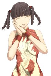 Rule 34 | 1girl, bad id, bad pixiv id, black hair, braid, braided hair rings, china dress, chinese clothes, closed eyes, dead or alive, dress, hair rings, happy, hawoku ishibare, lei fang, long hair, smile, solo, tecmo, twin braids