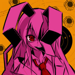Rule 34 | 1girl, animal ears, female focus, in mouth, monochrome, orange background, purple theme, rabbit ears, red eyes, reisen udongein inaba, solo, spot color, touhou, upper body