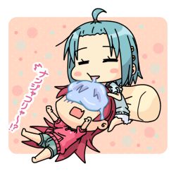 Rule 34 | 10s, 2girls, alternate costume, alternate hairstyle, animated, animated png, bare legs, blue hair, blush, blush stickers, chibi, closed eyes, derivative work, drooling, fang, flapping, forehead, hair ornament, hairclip, hand on another&#039;s head, high ponytail, k10k, kaze (kazesan), lap pillow, long hair, mahou shoujo madoka magica, mahou shoujo madoka magica (anime), miki sayaka, multiple girls, open mouth, pillow, red hair, sakura kyoko, shirt, short hair, shorts, sitting, skirt, sleeping, translated, zzz