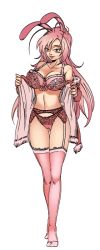 Rule 34 | breasts, bunny (hentai heroes), hentai heroes, large breasts, nipples, pink hair, pink lingerie, pussy, rabbit ears, thick thighs, thighs