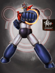 Rule 34 | 2016, aiming, aiming at viewer, dated, deviantart username, franciscoetchart, gradient background, mazinger (series), mazinger z, mazinger z (mecha), mecha, robot, rocket punch, science fiction, signature, solo, super robot, watermark
