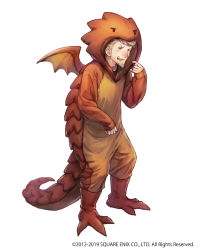 Rule 34 | 1boy, 2012, 2019, animal costume, blonde hair, bravely default: praying brage, bravely default (series), character request, company name, copyright notice, dragon costume, finger to face, grey eyes, hand up, official art, open mouth, satou kivi, short hair, simple background, solo, teeth, upper teeth only, white background