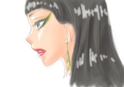 Rule 34 | 1girl, ancient egypt, artist request, black hair, eyeshadow, female focus, makeup, original, simple background, solo, white background