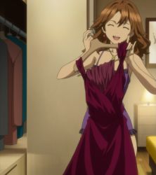 Rule 34 | 10s, anime screenshot, brown hair, dress, guilty crown, highres, lingerie, mature female, ouma haruka, stitched, third-party edit, underwear